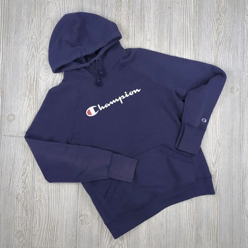 Champion Men’s XS Blue Classic Logo Pullover Hoodie Sweatshirt Athletic